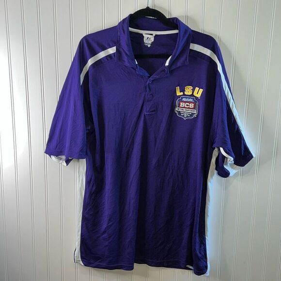 Russell Athletic VTG LSU Tigers BCS Patch Dri Power Shirt Men’s X Large Purple - Picture 1 of 7